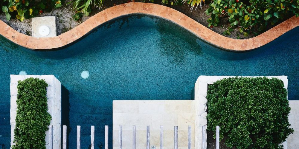 aerial image view of a hotel pool amenity