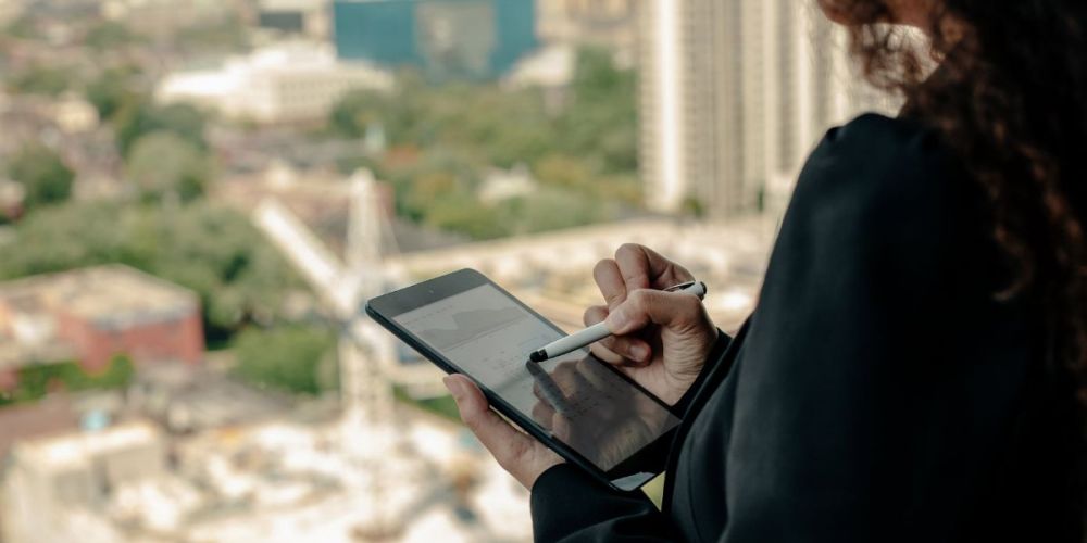 image of building manager using an ipad device